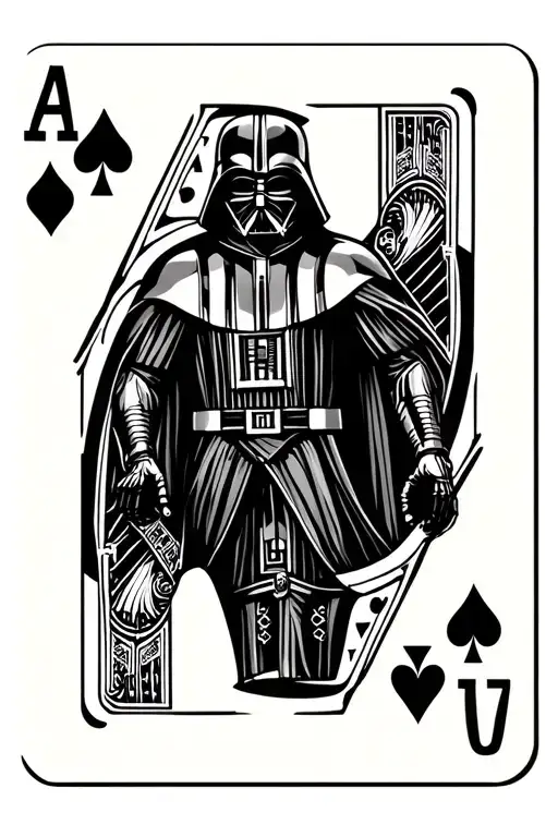 playing card with Darth Vader as king of spades tattoo design idea