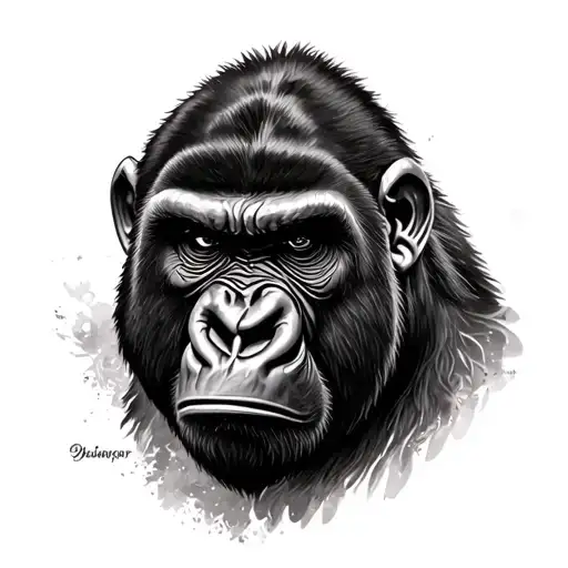 calm gorilla to angry gorilla face tattoo design idea