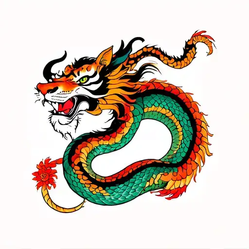 ox dragon snake tiger tattoo design idea