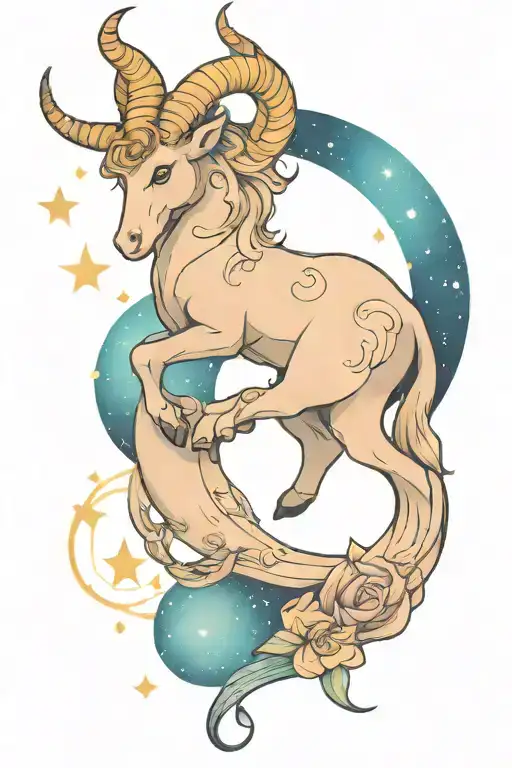 Capricorn constellation intertwined tattoo design idea