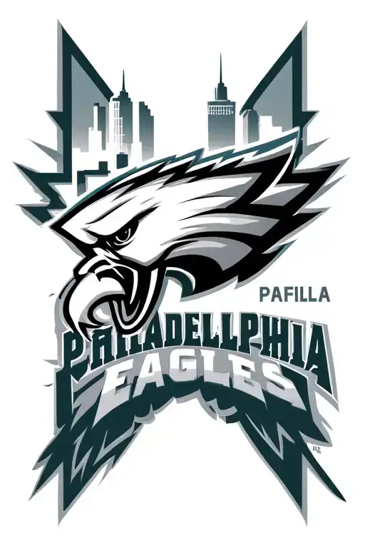 Philadelphia eagles logo, skyline inside, tattoo design idea
