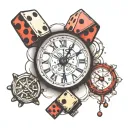 dice and clock face tattoo design idea
