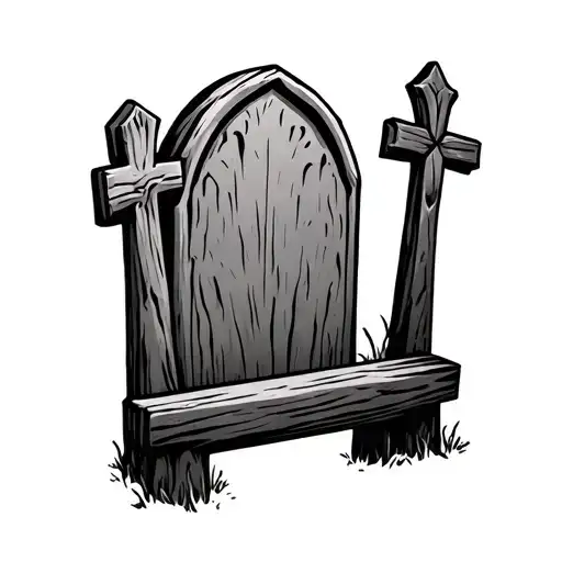 wooden grave markers tattoo design idea