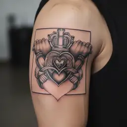 polyamory infinity heart claddagh with triquetras tattoo design idea