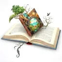 book opening to a real world inside tattoo design idea