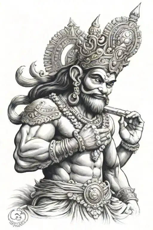 first part of the hand dedicated to lord hanuman and guru govind singh ji tattoo design idea