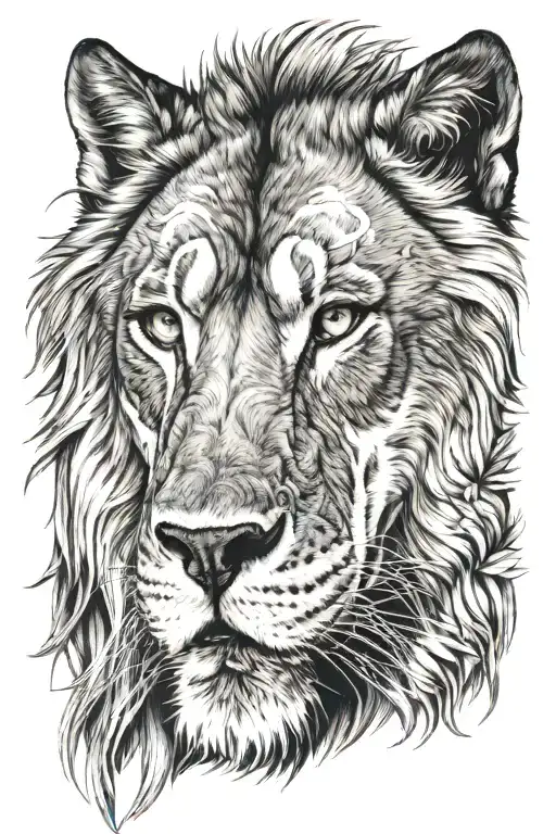 Half Wolf Half Lion tattoo design idea