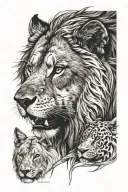 Half Wolf Half Lion tattoo design idea