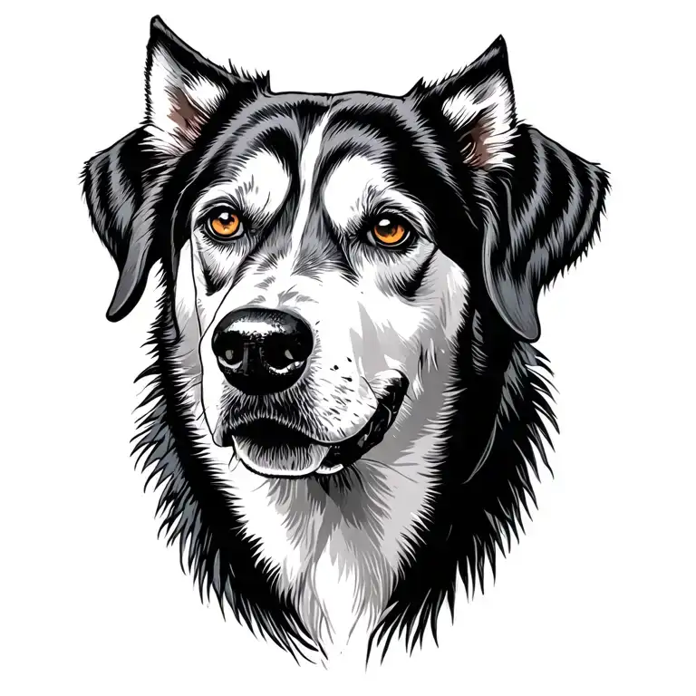 husky blue tick coonhound tattoo design idea