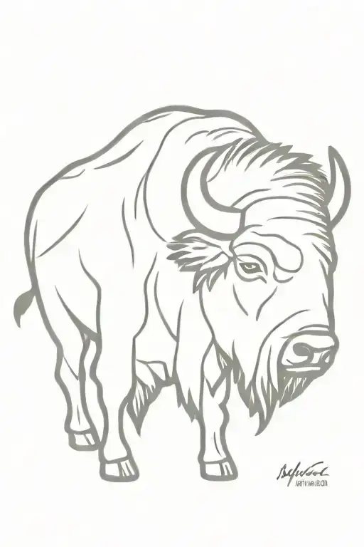 rugged bison head warrior tattoo design idea