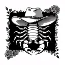 scorpion with cowboy hat with roses tattoo design idea