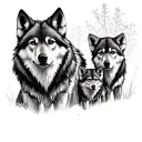 Wolf With 3 Cubs tattoo design idea