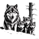 Wolf With 3 Cubs tattoo design idea