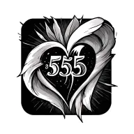 upside down heart with 555 inside tattoo design idea
