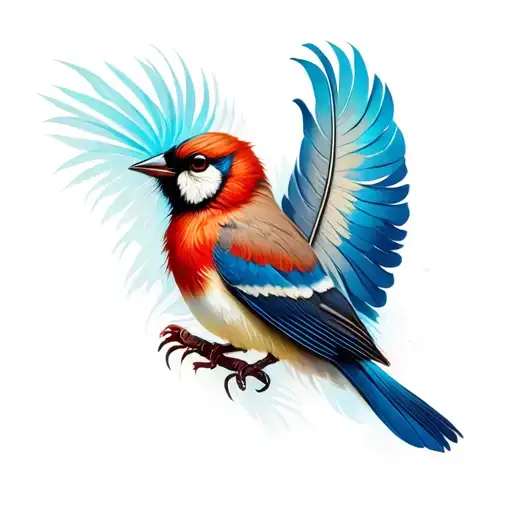 big feather small birds come out text aside tattoo design idea