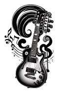guitar music note drums tattoo design idea