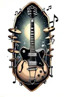 guitar music note drums tattoo design idea