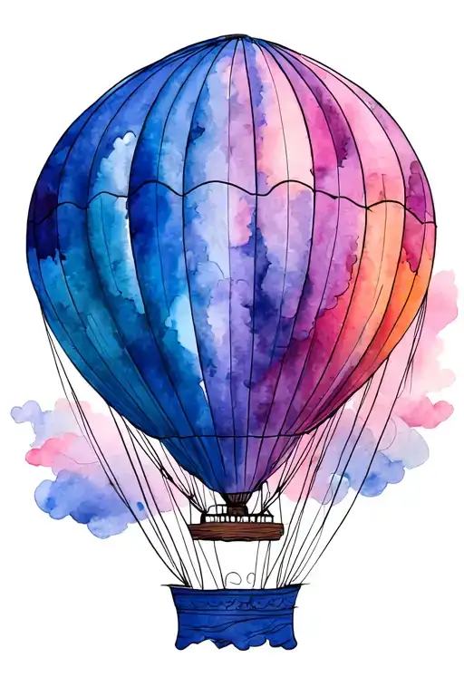 hot air balloon anchored to the ground tattoo design idea