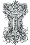 Celtic cross roots growing from bottom half tattoo design idea