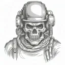 skull welders wearing a welding hood holding tattoo design idea