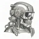 skull welders wearing a welding hood holding tattoo design idea