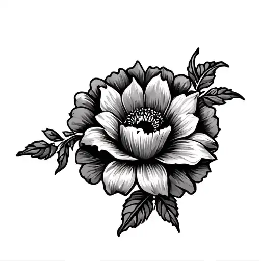 Big flower design in middle, western vibes. add tooled leatherwork in background and as filler. not too much of it! tattoo design idea