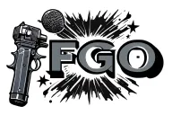 "FGO" "FGO" "FGO" microphone , star, gun tattoo design idea
