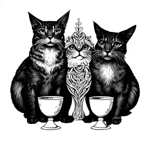 three of cups tarot card animals  tattoo design idea