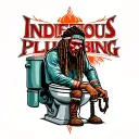 "Indigenous Plumbing " dreadlock painted face Native American plumber working on toilet tattoo design idea