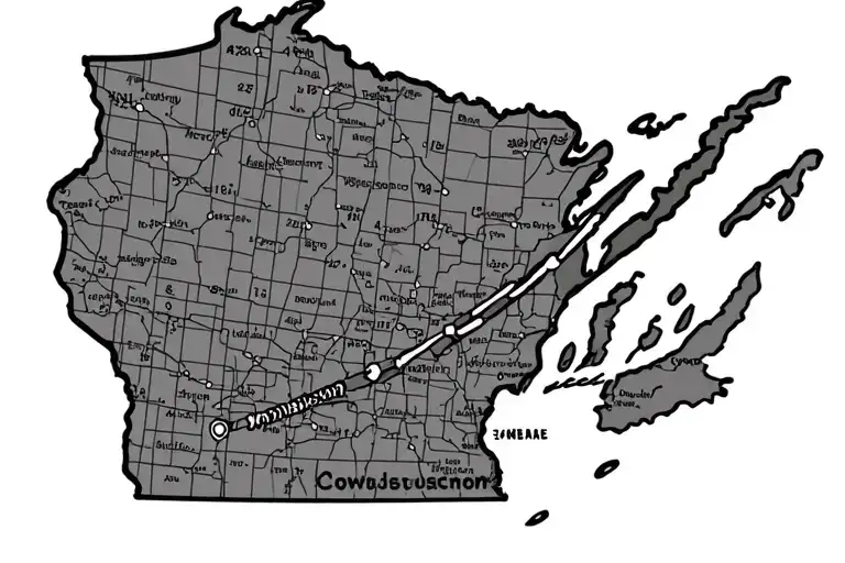 cable Wisconsin map coordinates  tattoo design idea