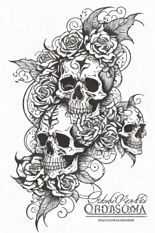trash polka, gothic style tattoo design idea