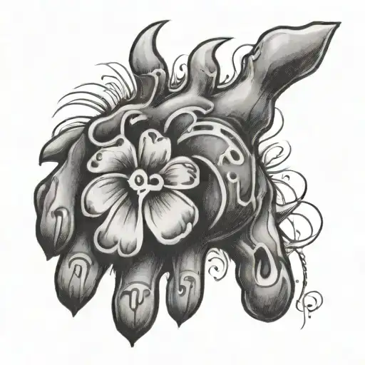 Hand sideways, dog paw sideways, middle: D, heart. tattoo design idea