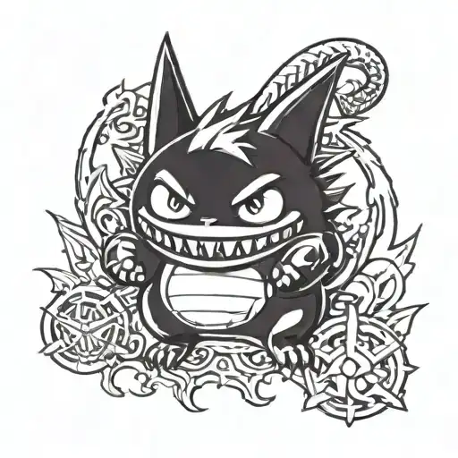 gengar and kuromi tattoo design idea
