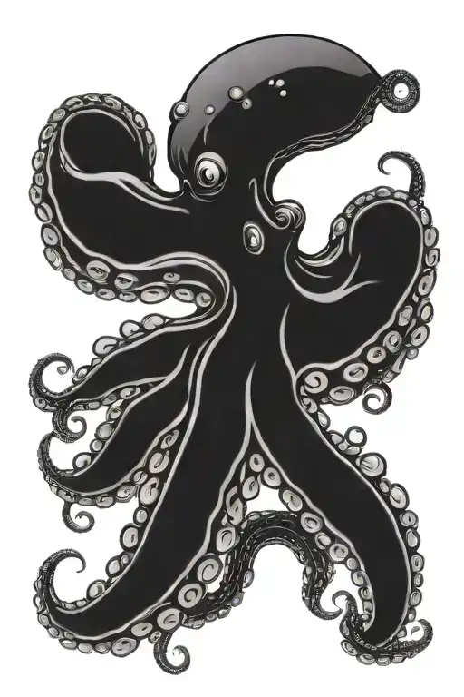 minimalistic realistic octopus with long tentacles  tattoo design idea