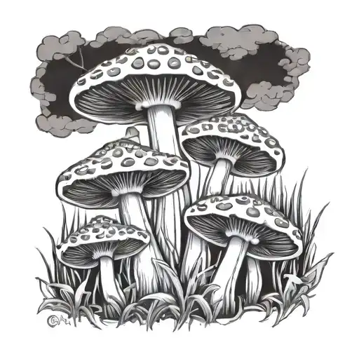 tomorrowland mushrooms growing together tattoo design idea