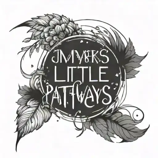 A minimalist tattoo design where the text is the central focus. The words ‘In my little brain / Sparks / The pathways to tattoo design idea