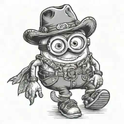 Minion dressed as a cowboy tattoo design idea