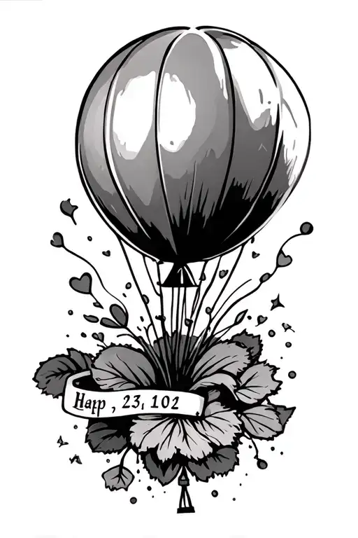 balloon with a date besides it tattoo design idea