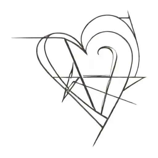 the letter a with broken heart  tattoo design idea