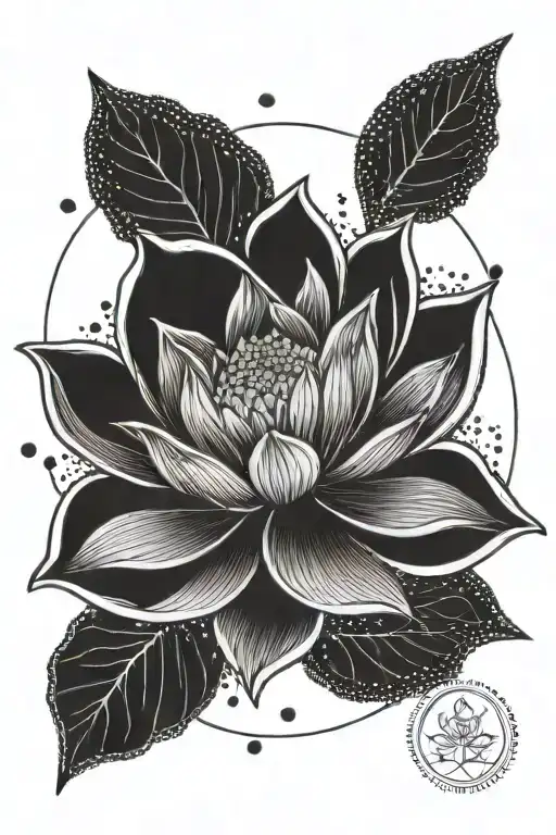 A lotus flower in a circle tattoo mini tattoo design idea