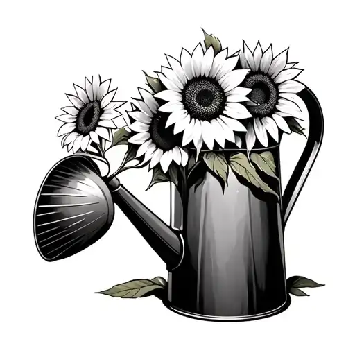 watering can with sunflowers on it tattoo design idea
