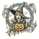 halloween fall witchy tattoo tattoo design idea
