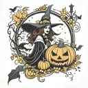 halloween fall witchy tattoo tattoo design idea
