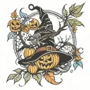 halloween fall witchy tattoo tattoo design idea