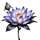 water lily flower, violet flower, daffodil bud bursting tattoo design idea
