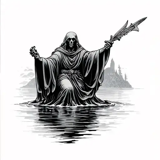 Charon crossing the River Styx tattoo design idea