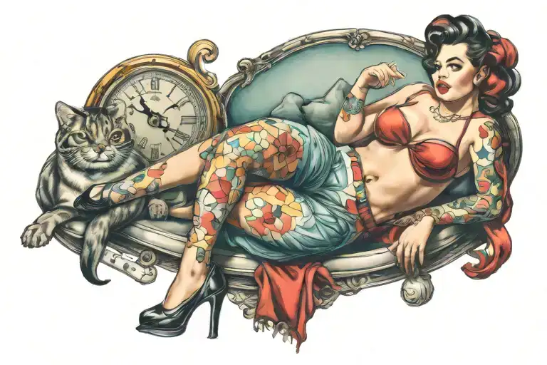seductive chubby pin up girl tattoo design idea