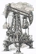oil pump jack tattoo design idea