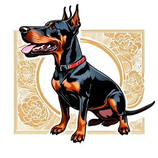 barking doberman tattoo design idea