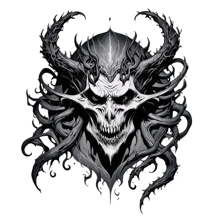 darkness and evil tattoo design idea